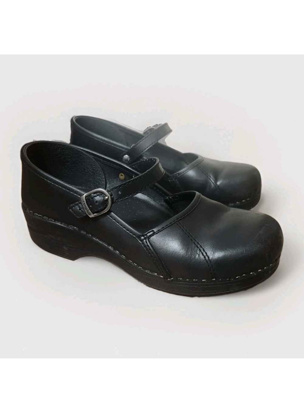 Dansko Marcelle Black Leather Mary Jane Clogs EU 40 US 9.5-10 Nursing Work Comfy